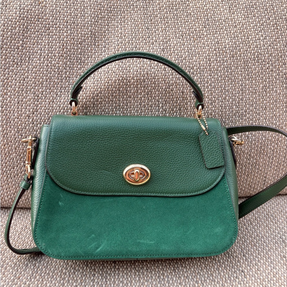 Vinage Coach Green Leather Handbag